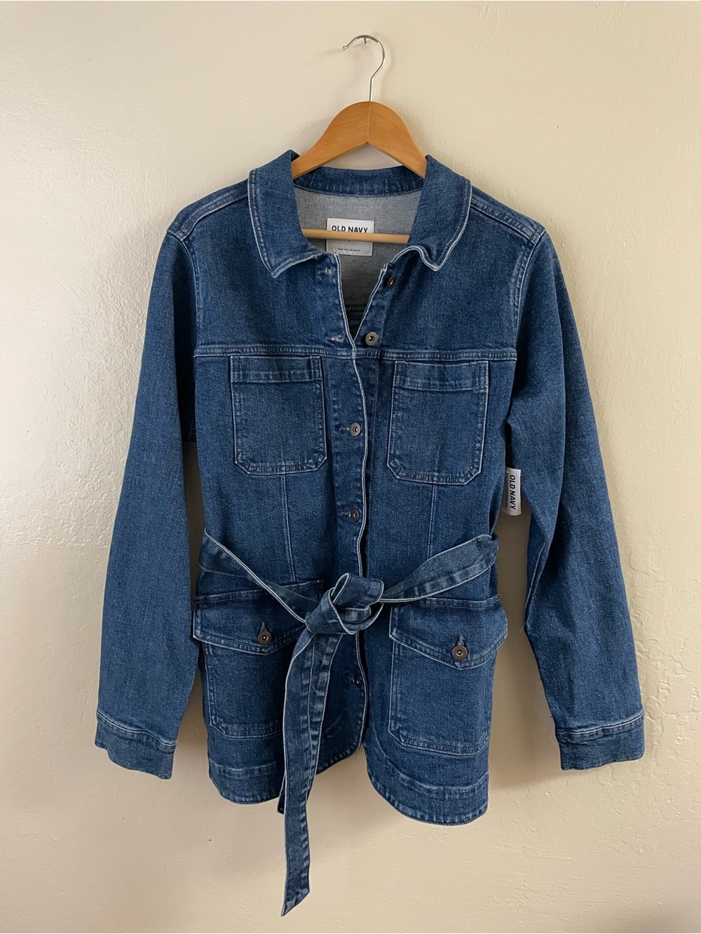 Old Navy Blue Denim Belted Jacket